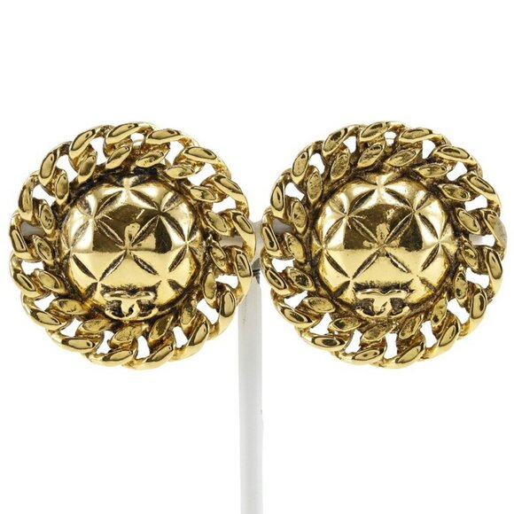 CHANEL Vintage Gold Coco Mark Earrings - Picture 1 of 7